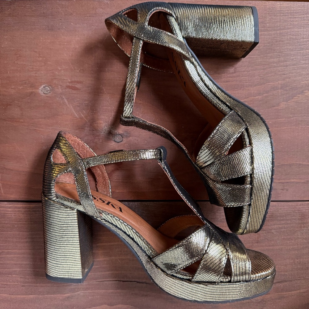 Esska Valerie Gold Heel Strappy Sandal - 39 - Picture 8 of 10